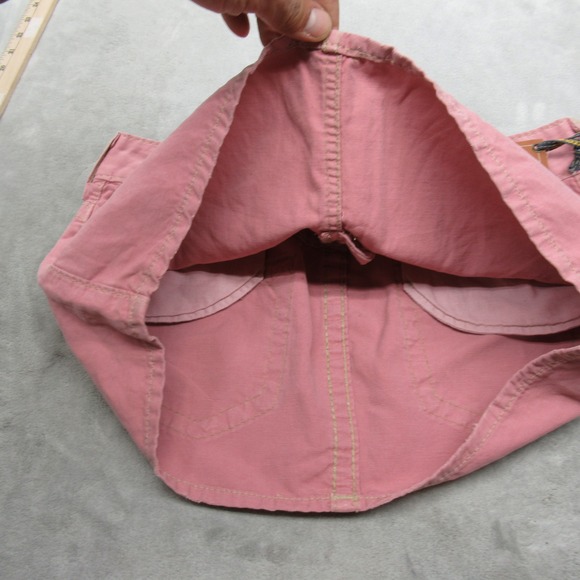 True Religion Denim Mini Skirt Women 28 Fade Red Pink Lizzie Unlined USA 152 NEW - Picture 5 of 12
